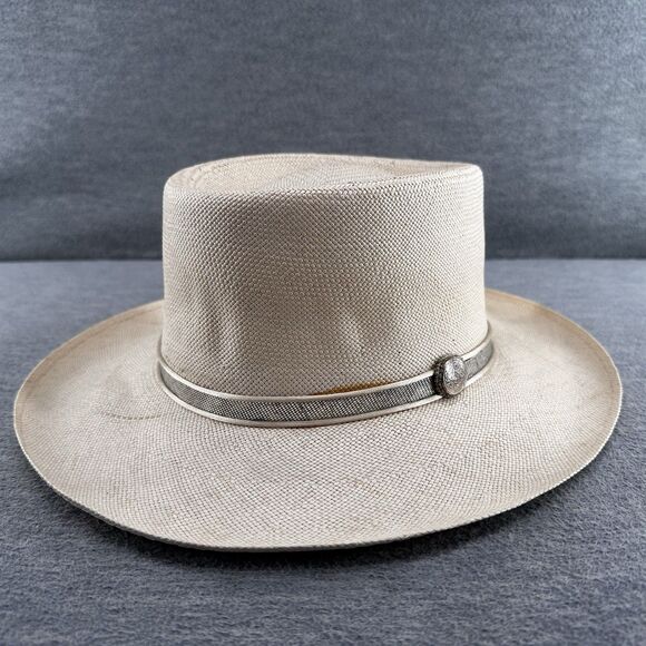CHARLIE 1 HORSE -Men's Medium Woven Straw Silver Band Western HatH7